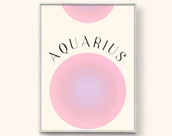 Aquarius digital print, Zodiac wall art, Aura, Gradient DIGITAL DOWNLOAD