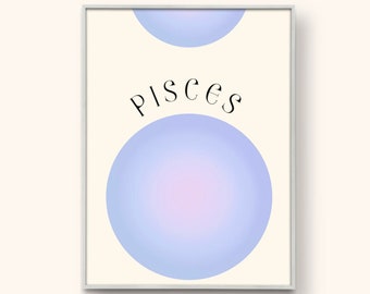 Pisces digital print, Zodiac wall art, Aura, Gradient DIGITAL DOWNLOAD