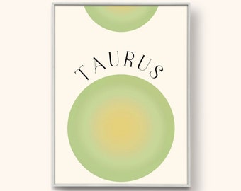 Taurus digital print, Zodiac wall art, Aura, Gradient DIGITAL DOWNLOAD