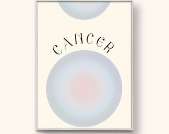 Cancer digital print, Zodiac wall art, Aura, Gradient DIGITAL DOWNLOAD