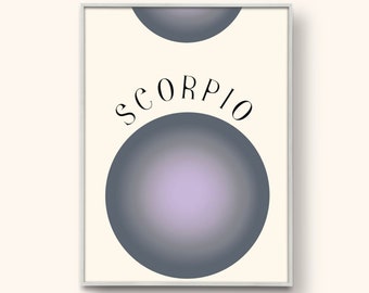 Scorpio digital print, Zodiac wall art, Aura, Gradient DIGITAL DOWNLOAD