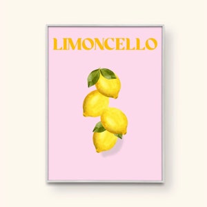 Limoncello print, Fruit wall art, Citrus DIGITAL DOWNLOAD image 1