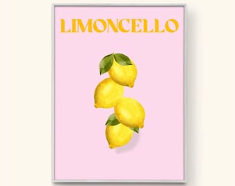 Limoncello print, Fruit wall art, Citrus DIGITAL DOWNLOAD