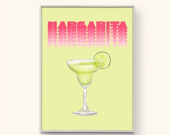 Lime Margarita print, Cocktail wall art, Tropical DIGITAL DOWNLOAD