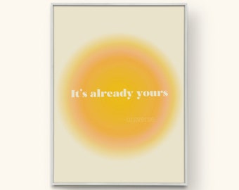 Manifest Poster, Yellow Gradient print, Law of attraction, Affirmation print, DIGITAL DOWNLOAD