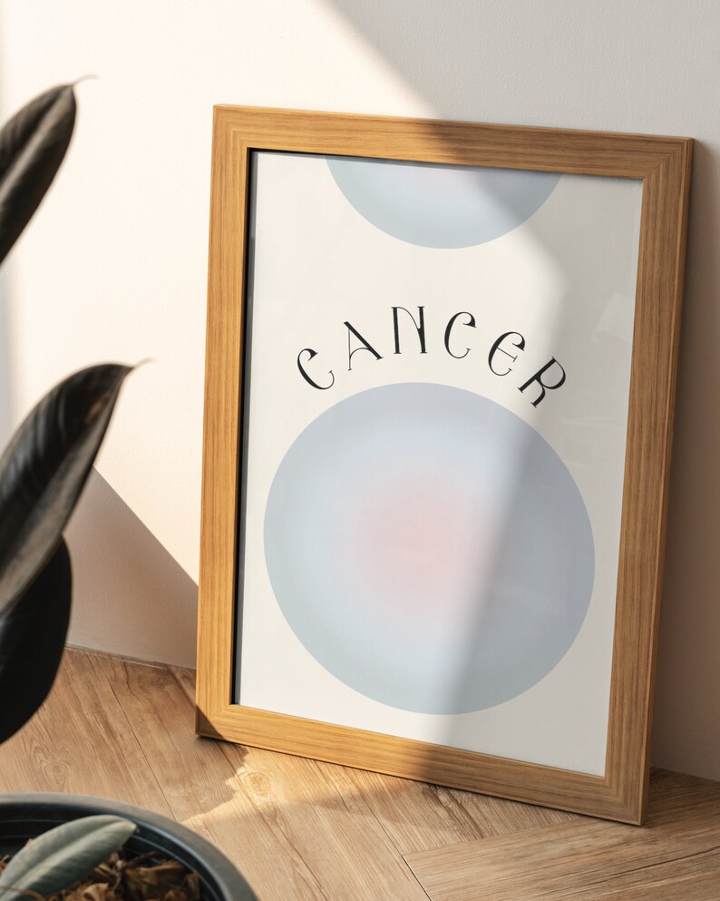 Cancer digital print, Zodiac wall art, Aura, Gradient DIGITAL DOWNLOAD image 2