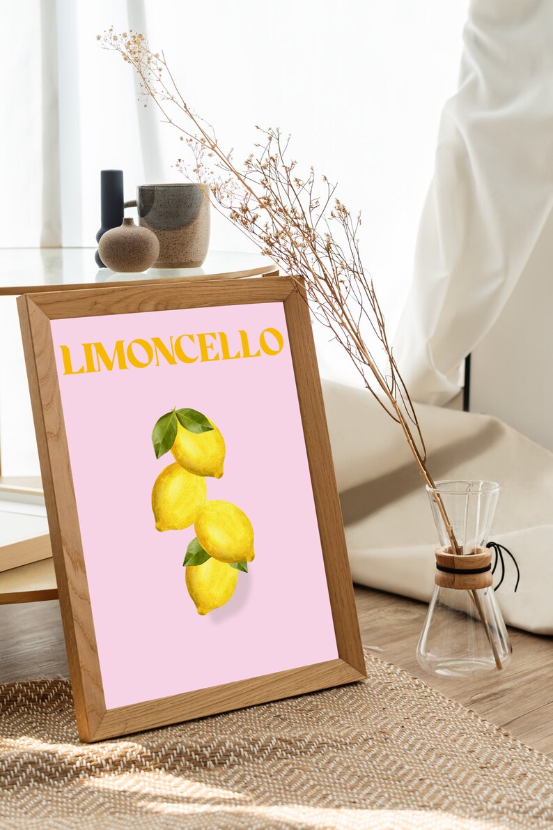 Limoncello print, Fruit wall art, Citrus DIGITAL DOWNLOAD image 3