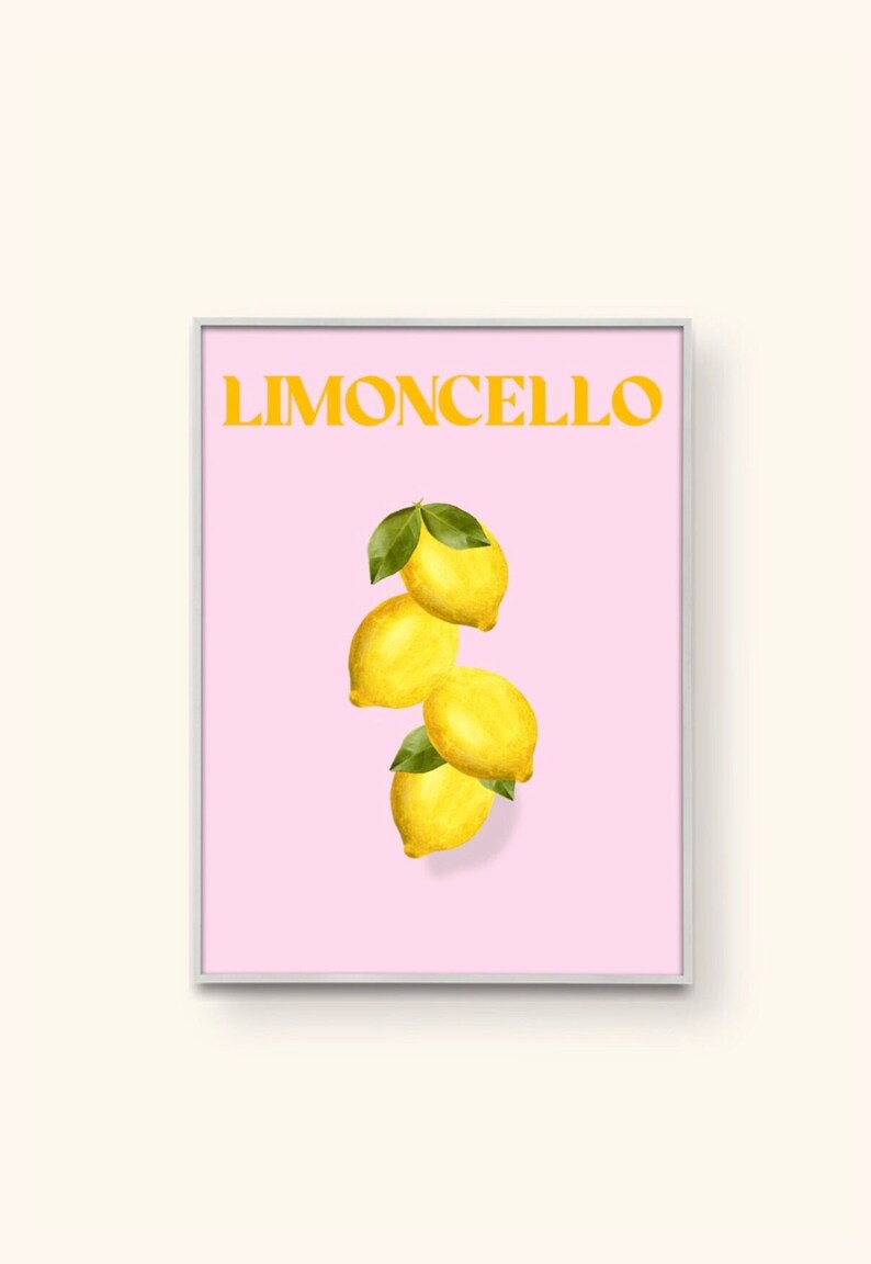 Limoncello print, Fruit wall art, Citrus DIGITAL DOWNLOAD image 1