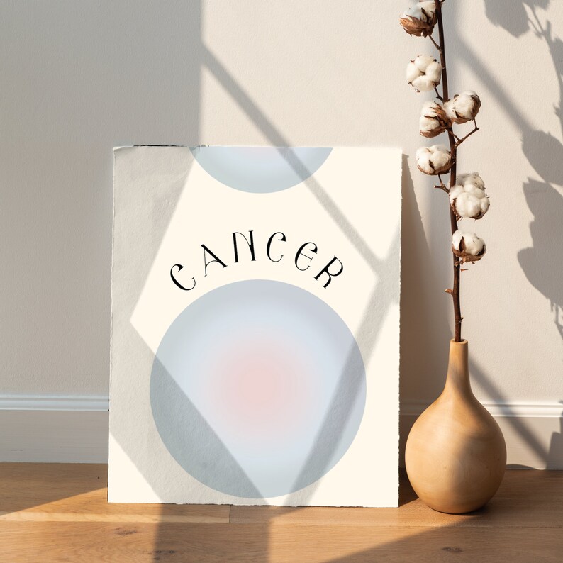 Cancer digital print, Zodiac wall art, Aura, Gradient DIGITAL DOWNLOAD image 3