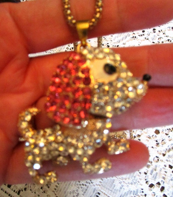 Betsey Johnson, Dog Necklace, Rhinestone Necklace… - image 2