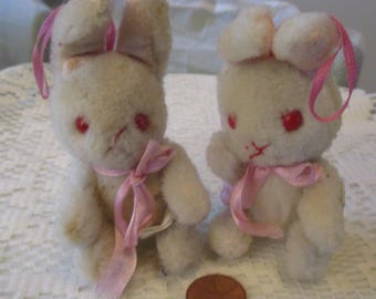 2, Miniature Bunnies, Miniature Animals, Miniature Rabbit, Stuffed Rabbits, Stuffed Bunny, Mohair, Miniature Toys, Toy Bunny, Toy Rabbit
