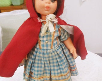 Vintage Doll, Red Riding Hood, Hong Kong, Fairy Tale Doll, Storybook Doll, Vinyl Doll, Vintage Toys, Riding Hood Doll, 70s Dolls