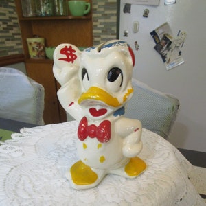 Donald Duck, Vintage Bank, Coin Bank, Disney Bank, Disney Figurines, Disney Collectible, Disney Decor, Antique Banks