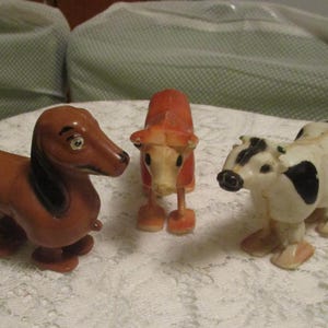 3, Ramp Walkers, Vintage Toys, Cows, Dachshund, Plastic Toys, Hong Kong, Retro Toys