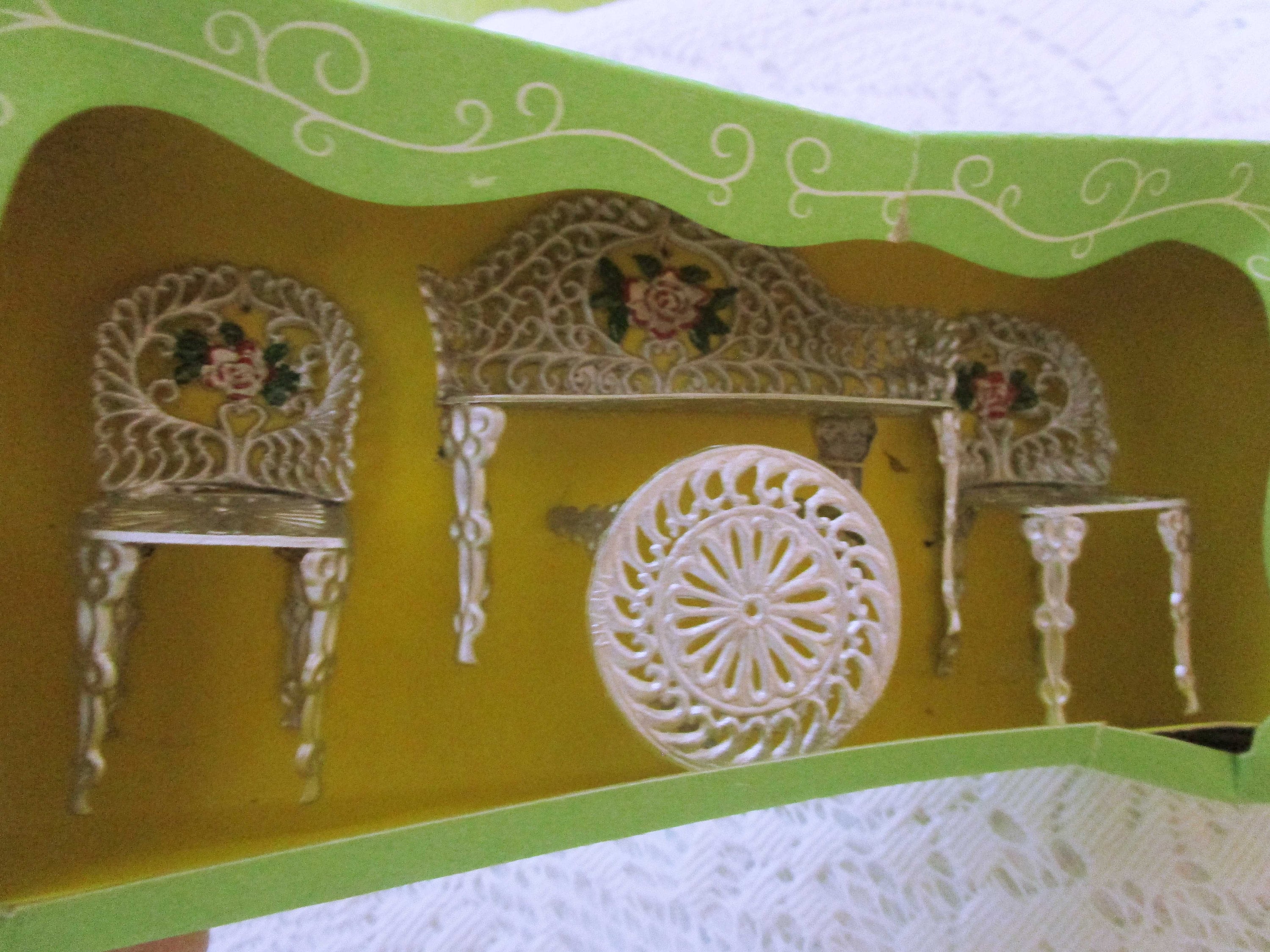 Dollhouse Patio Furniture Metal Furniture Vintage Miniature Etsy