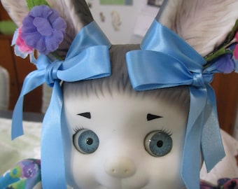 Dolly Dingle, Musical Doll, Easter Doll, Bunny Doll, Goebel Doll, Dolly Dingle Doll, Porcelain Doll, Vintage Doll, Rabbit Doll, Easter Decor