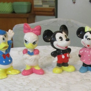 4, Disney Figurines, Walt Disney Productions, Minnie Mouse, Mickey Mouse, Donald Duck, Daisy Duck, Vintage Disney, Disney Collectibles
