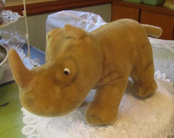 Vintage Steiff Nosy Rhino Rhinoceros Plush Stuffed Toy 5 1/2