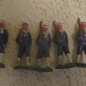 5 Antique cast Metal Navy Soldiers