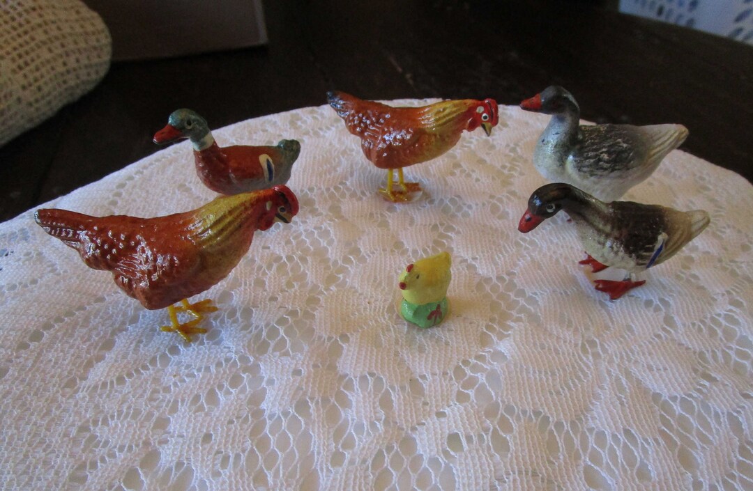 Antique Chickens Miniature Chickens Farm Toys Dollhouse Etsy