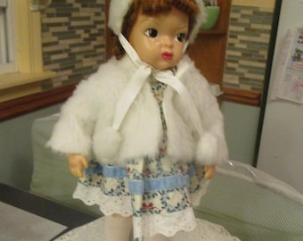 16in, Terri Lee Doll, Vintage Doll, Winter Coat, Christmas Dress, Plastic Doll, Vinyl Doll, Vintage Toys, LotTLD#90