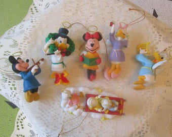 6 Disney Christmas Ornaments, Mickey, Minnie, Daisy, Donald, Scrooge, Huey, Louie, Dewey