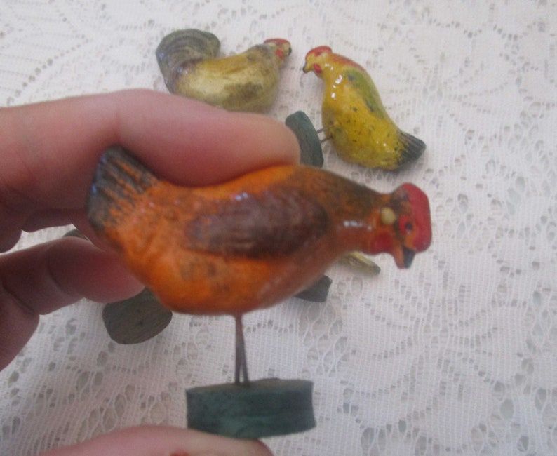Antique Chickens Miniature Chickens Farm Toys Dollhouse Etsy