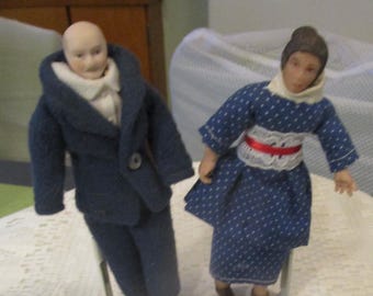 Vintage Man ans Woman Dollhouse Dolls