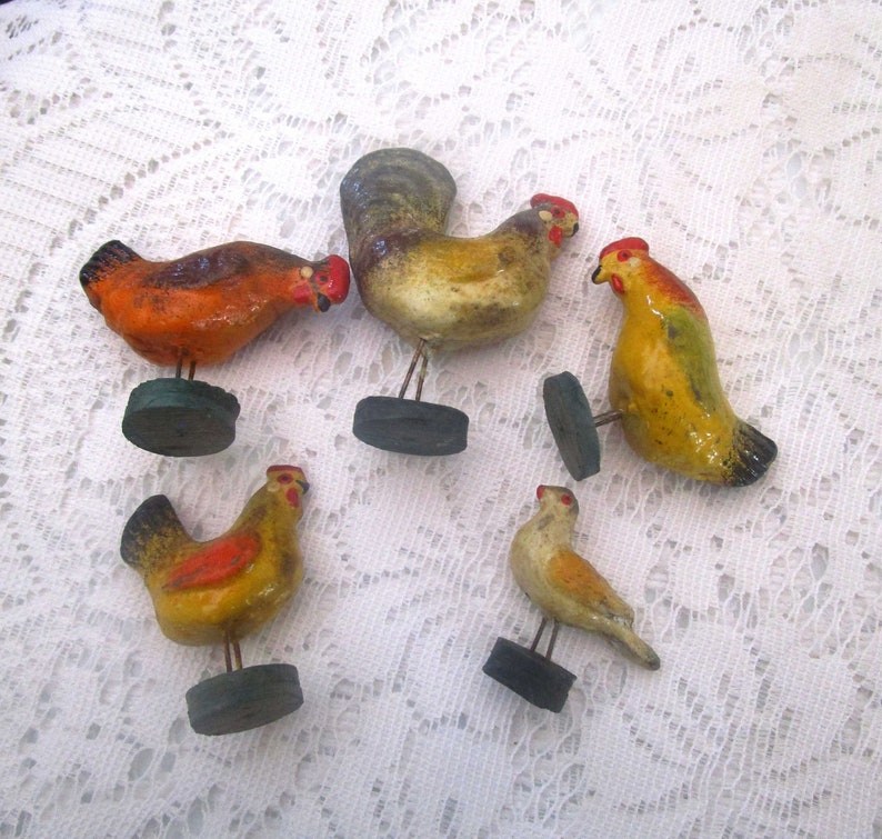 Antique Chickens Miniature Chickens Farm Toys Dollhouse Etsy