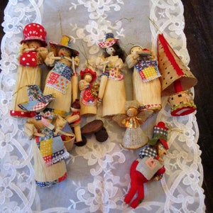 10, 1970s, Corn Husk Dolls, Christmas Ornaments, Vintage Ornaments, Doll Ornaments, Christmas Crafts, Vintage Dolls, Handmade Dolls