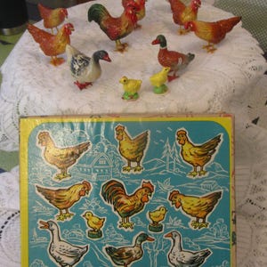 Vintage, Toy Animals, East Germany, Mache Animals, Chicken Figurines, Farm Animals, Farm Toys, Antique Toys, Geese, Rooster, Chicks