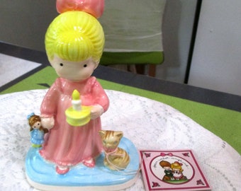 1982, Joan Walsh Anglund, Sleepytime Girl, Cat Figurine, Vintage Ceramics, Retro Decor, Spring Decor, Anglund Figurines, Bedtime, Doll