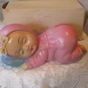 Vintage Bank, Baby Bank, Baby Girl, Coin Bank, Baby Gift, Baby Shower, Baptism, Nursery Decor
