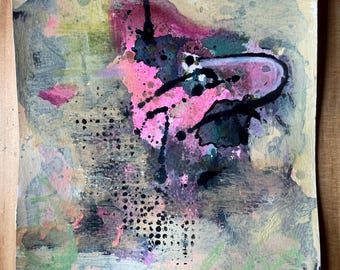 Pink & Green Abstract, 6”x6”
