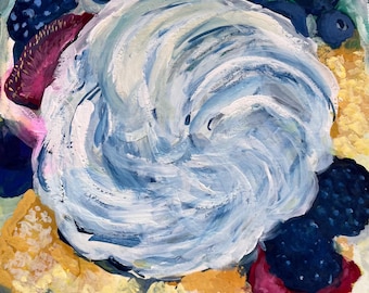 Kuchen Gouache Malerei 15x15cm