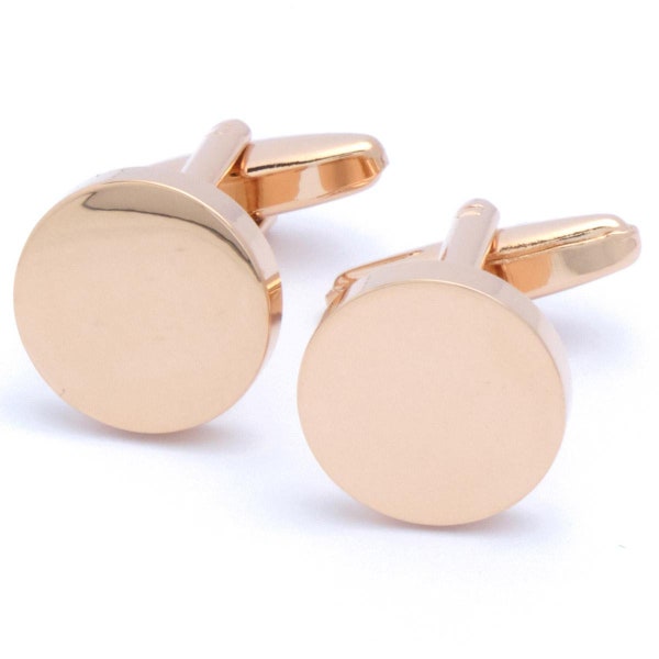 Cufflinks - Round Rose Gold Solid