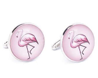 Manchetknopen - Flamingo Roze Rond