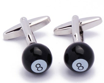 Eight Ball American Pool Cufflinks cue a great New Pouched  Gift CLEARANCE 