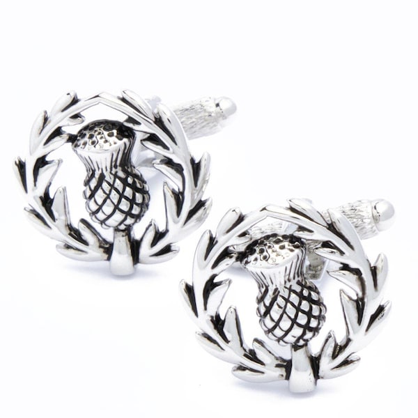 Cufflinks - Scottish Thistle with Wreath