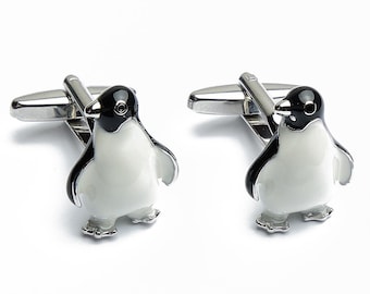 Boutons de manchette - Pingouin Pingouin Pôle Nord Blanc Noir
