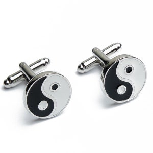 Cufflinks - Yin Yang Symbol Yoga Sign White Black