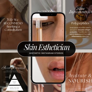 Aesthetic Skincare Esthetician & Dermatologist Social Media Instagram Stories | Canva Editable Template Skincare Service