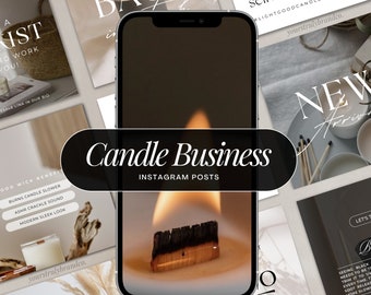 Candle Business Instagram Posts for Candle Business Owners and Candle Brands Canva Editable Templates | Easy Editing Versatile Design