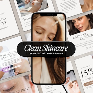 Aesthetic Skincare Esthetician & Dermatologist Instagram Social Media Posts and Stories Bundle | Canva Editable Template