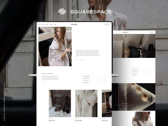 Squarespace Website Template, Clean Aesthetic Brand and Social Media Marketing Agency