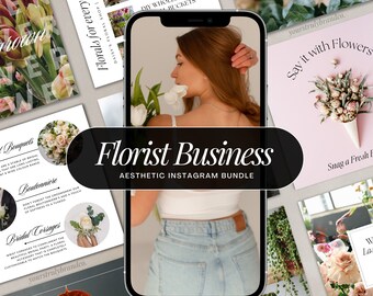 Florist Business, Flower Shop Social Media Bundle | Instagram Posts and Stories| Canva Editable Templates for Business Owners