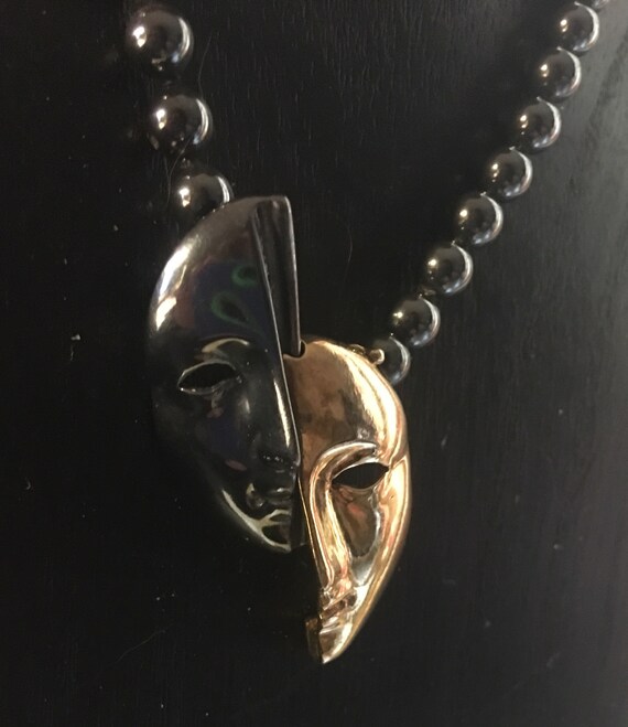 Sterling Face Pendant w Hematite, NWT 80’s - image 1