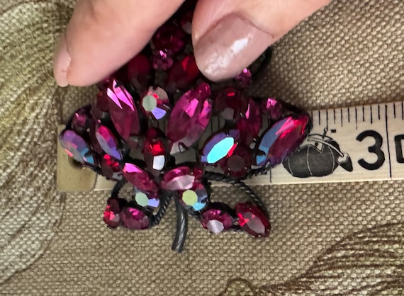 Ruby Red Regency Brooch and Earrings Set, 50’s - image 4