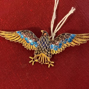 Sterling Enamel Cloisonné Eagle Pin