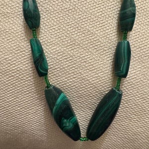 Malachite Bead Necklace, New 80s